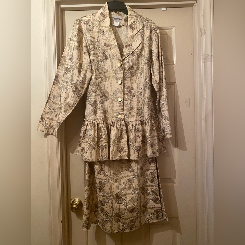 Beige African print 2 piece dress